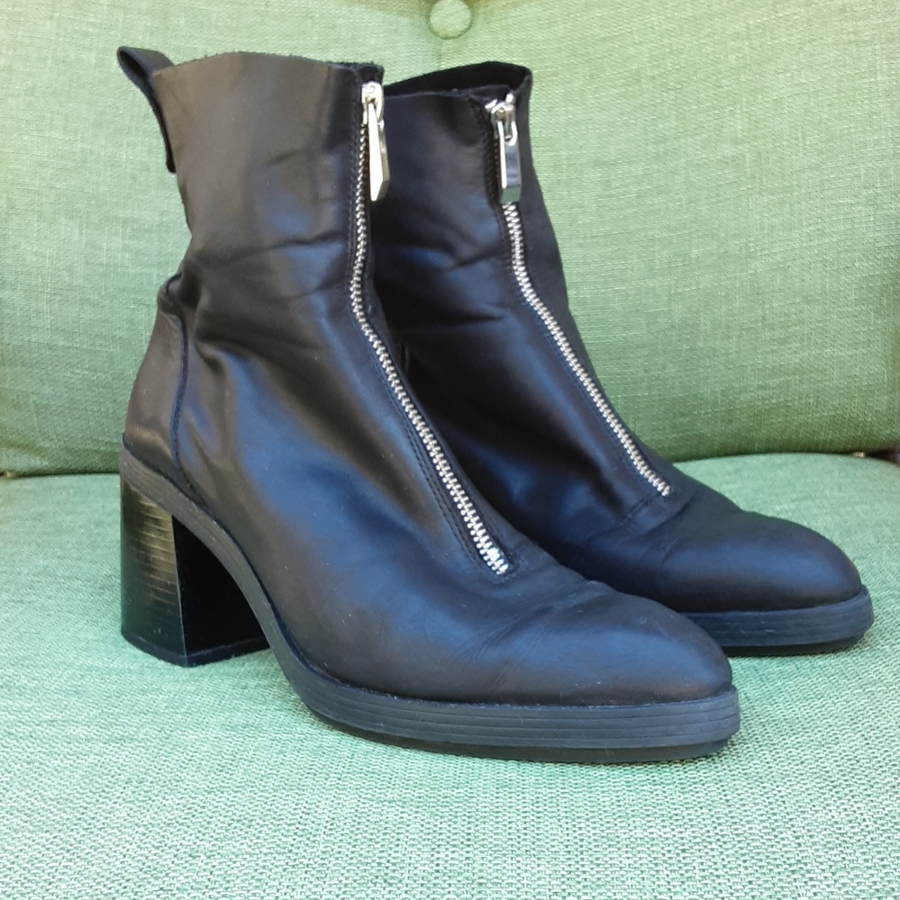 zara zip front boots